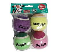 Aimé | Jouet pour Chien | Balle de Tennis au Parfum Fruité | 4 Balles de 6 cm | Pour Toutes Tailles | Stimule l'Odorat