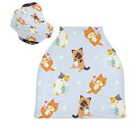 Aime Le Lait Mignon Chat Chien Housse de Canopée pour Poussette,Siège de Voiture pour Bébé Dais Siège Auto Couverture D'Allaitement Pare-Soleil Respirant Extensible pour Bébé
