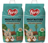 Aimé - Litière PROP'Nature 10L pour Petits Animaux - Granulés de Bois Super Absorbants - pour Lapin, Cochon d'Inde, Hamster, Souris, Cobaye - Jusqu'à 6 Semaines d'Utilisation (Lot de 2)