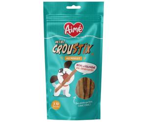 Aimé - Mini Stick à Macher - Friandise pour Chien Saveur Poulet - A Donner Entre Les Repas - Nourriture pour Chiens Faible en Matière Grasse - pour Une Meilleure Digestion - Santé Griffes & Ongles