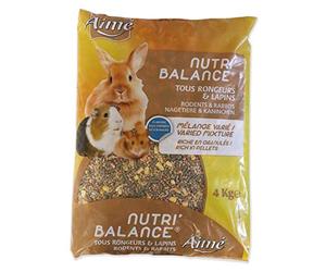 AIME Nourriture Tous rongeurs et lapins, NUTRI BALANCE Repas mélange varié, Riche en Pellets granulés, 4KG