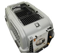 Aimé | Caisse de Transport Chat et Chien | Cage de Transport pour Chien et Chat avec Aérations Latérales, Grilles en Métal et Loquet de Sécurité | Couleur Grise et Dimensions 56x36x35 cm