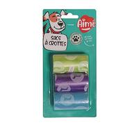 AIME Recharge Sac à Crotte pour Chien, Pratiques et Résistants. Lot de 3 Rouleaux de 15 sacs