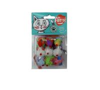 Aime Souris Multicolores pour Chat, Lot de 9 Jouets en Térylène et Polyester, Souris à Plumes pour Chasse et Défoulement, Toutes Tailles de Chats - Lot de 3