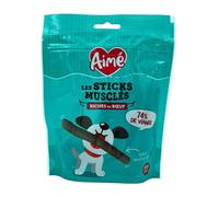 Aime - Stick Musclés Boeuf, Friandise pour Chien Riche en Viande, Nourriture pour Chien à la Texture Flexible, A Offrir en Complément de l'Alimentation Quotidienne, 10 Bâtonnets, 110g