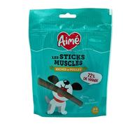 Aime - Stick Musclés Poulet, Friandise pour Chien Riche en Viande, Nourriture pour Chien à la Texture Flexible, A Offrir en Complément de l'Alimentation Quotidienne, 10 Bâtonnets, 110g