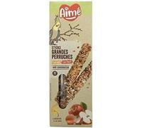 Aimé | Sticks Oeufs et Fruits | Nourriture pour Oiseaux | Baguettes à Base de Fruits Rouges et Oeufs | pour Grandes Perruches | A Base de Vitamines | 2 x 115 g