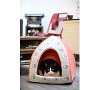 Aime Tipi Mousse pour Chat Couchage Mistigri Confort Doux Imprimé Coloré Corail Coussin Amovible Taille S