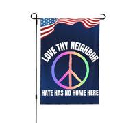 Aime ton prochain, sois gentil, bienvenue - Drapeau de jardin 30 x 45 cm, bannière double face (sans mât)