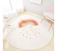 AIMECO Tapis doux et douillet pour enfant - Doux et rond - Pour salon, chambre à coucher, chambre d'enfant - Lavable - Facile d'entretien - Motif rond - 80 cm - Arc-en-ciel - Pluie