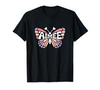 Aimee Butterfly - Word Art personnalisé avec nom Mignon T-Shirt