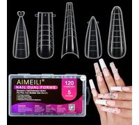 AIMEILI 120 Pièces Faux Ongles Conseils de Extension 5 Formes 12 Tailles Système De Formes D'ongles Doubles Gel Pose Manucure Art d'Ongle Design Salon KIT2