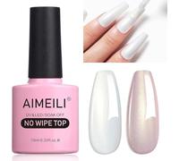 AIMEILI 2 en 1 Brillant Perle Top Coat Vernis à Ongles Gel Semi Permanent Nacré Glitter Finish No Wipe Top Coat Longue Durée 10ml - 07