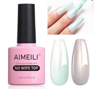 AIMEILI 2 en 1 Brillant Perle Top Coat Vernis à Ongles Gel Semi Permanent Nacré Glitter Finish No Wipe Top Coat Longue Durée 10ml - 10