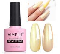 AIMEILI 2 en 1 Brillant Perle Top Coat Vernis à Ongles Gel Semi Permanent Nacré Glitter Finish No Wipe Top Coat Longue Durée 10ml - 11