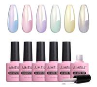 AIMEILI 2 en 1 Brillant Perle Top Coat Vernis à Ongles Gel Semi Permanent Nacré Glitter Finish No Wipe Top Coat Longue Durée 6 X 10ml - KIT 76