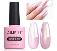 AIMEILI 2 en 1 Brillant Perle Top Coat Vernis à Ongles Gel Semi Permanent Nacré Glitter Finish No Wipe Top Coat Longue Durée 10ml - 08