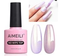 AIMEILI 2 en 1 Brillant Perle Top Coat Vernis à Ongles Gel Semi Permanent Nacré Glitter Finish No Wipe Top Coat Longue Durée 10ml - 09