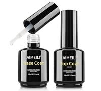 AIMEILI 2 x 15ml No Wipe Top et Base Coat Semi Permanent UV LED Vernis à Ongles Gel, Ultra Brillant Finish, Longue Durée