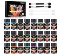 AIMEILI 24 Couleurs Poudre de Mica, Colorant Résine Époxy Poudre Brillante Fines Paillettes pour Ongles Nail Art, Maquillage, Corps, Coiffure, Fabrication Bougie, Savon, Peinture, avec Outils