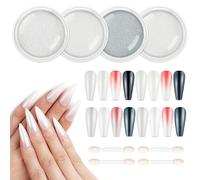 AIMEILI 4 BoîTe Poudre Chrome Ongle Nacrée, Aurora Schimmer Effet Perle Glitzerpuder Poudre Ongle, Holographic Nail Art DIY Decor