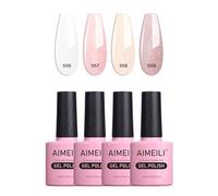 AIMEILI 4 Couleurs 10ml Vernis Gel Semi Permanent Naturel Nu Pailleté Shimmer, Lot Vernis à Ongles Gel UV LED Nail Polish Soak Off Manucure Salon Longue Durée Varnish Kit 29
