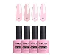 AIMEILI 4 Couleurs 10ml Vernis Gel Semi Permanent Naturel Nude Rose, Lot Vernis à Ongles Gel UV LED Nail Polish Soak Off Manucure - Kit 27