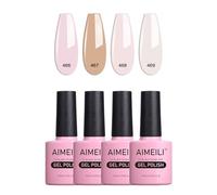 AIMEILI 4 Couleurs 10ml Vernis Gel Semi Permanent Naturel Nude Rose, Lot Vernis à Ongles Gel UV LED Nail Polish Soak Off Manucure - Kit 23