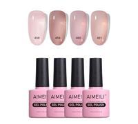 AIMEILI 4 Couleurs 10ml Vernis Gel Semi Permanent Naturel Transparent Nude Brun, Lot Vernis à Ongles Gel Gelée de Cristal UV LED Soak Off Manucure - Kit 21