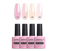 AIMEILI 4 Couleurs 10ml Vernis Semi Permanent Naturel Nude Rose Pastel, Lot Vernis à Ongles Gel UV LED Nail Polish Soak Off Manucure - Kit 17