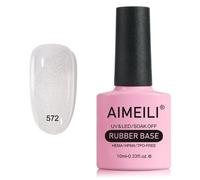 AIMEILI 5 en 1 Gel de Base pour Ongles, Vernis à Ongles Gel Couleur Pure UV LED Soak Off, Elastic Rubber Base Coat Nail -(572)10ml