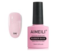 AIMEILI 5 en 1 Gel de Base pour Ongles,Vernis à Ongles Gel Couleur Rose UV LED Soak Off, Elastic Rubber Base Coat Nail -(596)10ml