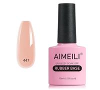 AIMEILI 5 en 1 Rubber Base Coat Vernis Semi Permanent Gel Nude Gel Polish UV LED Renforcement et Réparation de Manucure, Colle de Décorations - 10ml (447)