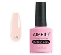 AIMEILI 5 en 1 Rubber Base Coat Vernis Semi Permanent Gel Nude Gel Polish UV LED Renforcement et Réparation de Manucure, Colle de Décorations - 10ml (446)