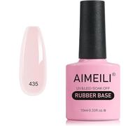 AIMEILI 5 en 1 Rubber Base Coat Vernis Semi Permanent Gel Rose Nu Gel Polish UV LED Renforcement et Réparation de Manucure, Colle de Décorations - 10ml (435)