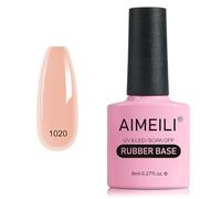 AIMEILI 5 en 1 Rubber Base Coat Vernis Semi Permanent Natural Nu Rose Gel Polish UV LED Renforcement et Réparation de Manucure, Colle de Décorations 8ml (1020)