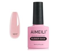 AIMEILI 5 en 1 Rubber Base Coat Vernis Semi Permanent Natural Nu Rose Gel Polish UV LED Renforcement et Réparation de Manucure, Colle de Décorations 8ml (1017)