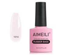 AIMEILI 5 en 1 Rubber Base Coat Vernis Semi Permanent Natural Nu Rose Gel Polish UV LED Renforcement et Réparation de Manucure, Colle de Décorations 8ml (1014)
