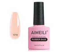 AIMEILI 5 en 1 Rubber Base Coat Vernis Semi Permanent Natural Nu Rose Gel Polish UV LED Renforcement et Réparation de Manucure, Colle de Décorations 8ml (1018)