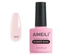 AIMEILI 5 en 1 Rubber Base Coat Vernis Semi Permanent Natural Nu Rose Gel Polish UV LED Renforcement et Réparation de Manucure, Colle de Décorations 8ml (1015)