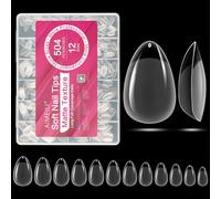 AIMEILI 504 Pièces Capsule Americaine Ongle, 12 Tailles Capsules Ongles Gel Couverture Complète Semi Givré Faux Ongles Avec Valise De Rangement - KIT 10