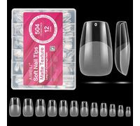 AIMEILI 504 Pièces Capsule Americaine Ongle, 12 Tailles Capsules Ongles Gel Couverture Complète Semi Givré Faux Ongles Avec Valise De Rangement - KIT 15