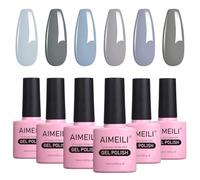 AIMEILI 6 Couleurs 10ml Vernis Gel Semi Permanent Gris, Lot Vernis à Ongles Gel UV LED Soak Off Manucure Salon Longue Durée Varnish Kit 25