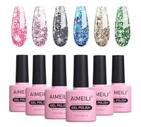 AIMEILI 6 Couleurs 10ml Vernis Gel Semi Permanent Pailleté Shimmer, Lot Vernis à Ongles Gel UV LED Soak Off Manucure Salon Longue Durée Varnish Kit 10