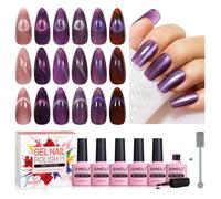 AIMEILI 6 Couleurs 10ml Vernis Semi Permanent Magnétique avec Bâton, Holographique Métavers Cat Eye Vernis à Ongles Gels-KIT70