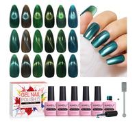 AIMEILI 6 Couleurs 10ml Vernis Semi Permanent Magnétique avec Bâton, Holographique Métavers Cat Eye Vernis à Ongles Gels-KIT73
