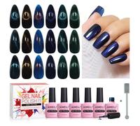 AIMEILI 6 Couleurs 10ml Vernis Semi Permanent Magnétique avec Bâton, Holographique Métavers Cat Eye Vernis à Ongles Gels Caméléon Oeil de Chat Phantom - KIT 74