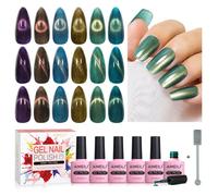AIMEILI 6 Couleurs 10ml Vernis Semi Permanent Magnétique avec Bâton, Holographique Métavers Cat Eye Vernis à Ongles Gels-KIT72