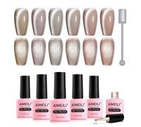 AIMEILI 6 Couleurs 8ml Vernis Gel Semi Permanent Cat Eye,sans HEMA Lot Vernis à Ongles Gels Caméléon avec Bâton Magnétique- Kit 58