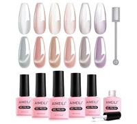 AIMEILI 6 Couleurs 8ml Vernis Gel Semi Permanent Magnétique Holographique Cat Eye, sans HEMA Lot Vernis à Ongles Gels Caméléon Oeil de Chat Phantom avec Bâton Magnétique - Kit 62